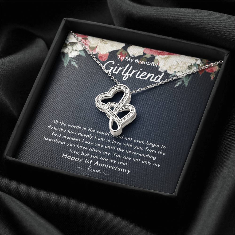 To My Girlfriend - Double Heart Double Hearts Necklace