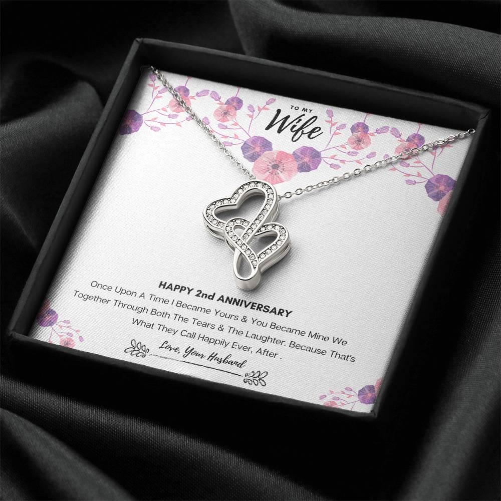 Wedding Anniversary Gift For Wife 1 Double Hearts Necklace