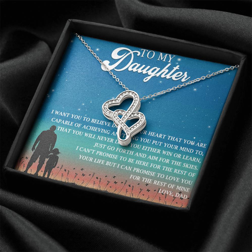 To Daughter From Mom Double Heart Necklace Gift Mom And Daughter No Matter Where You Go Gift From Mom Daughter Wedding 4 Double Hearts Necklace