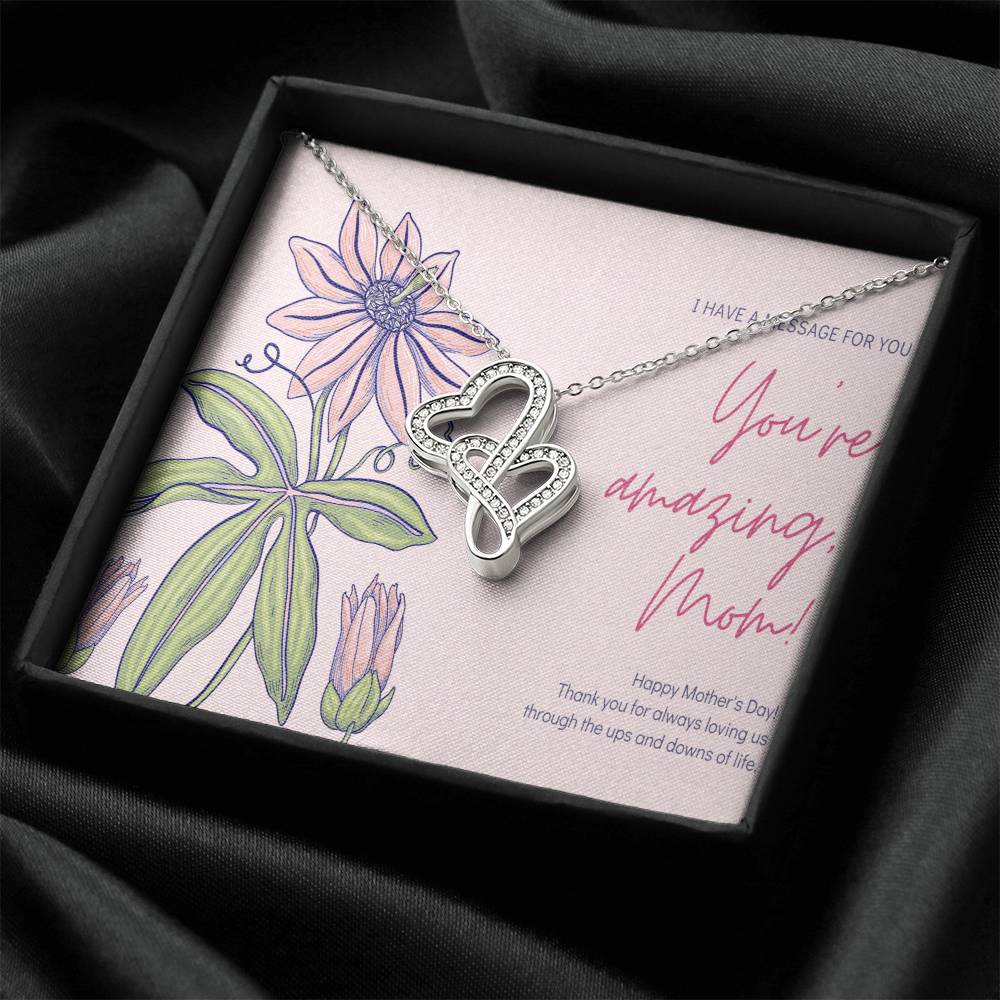 To My Mom 5 Double Hearts Necklace