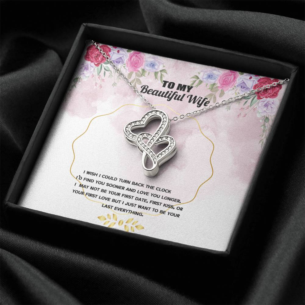 To My Beautiful Wife 1 Double Hearts Necklace