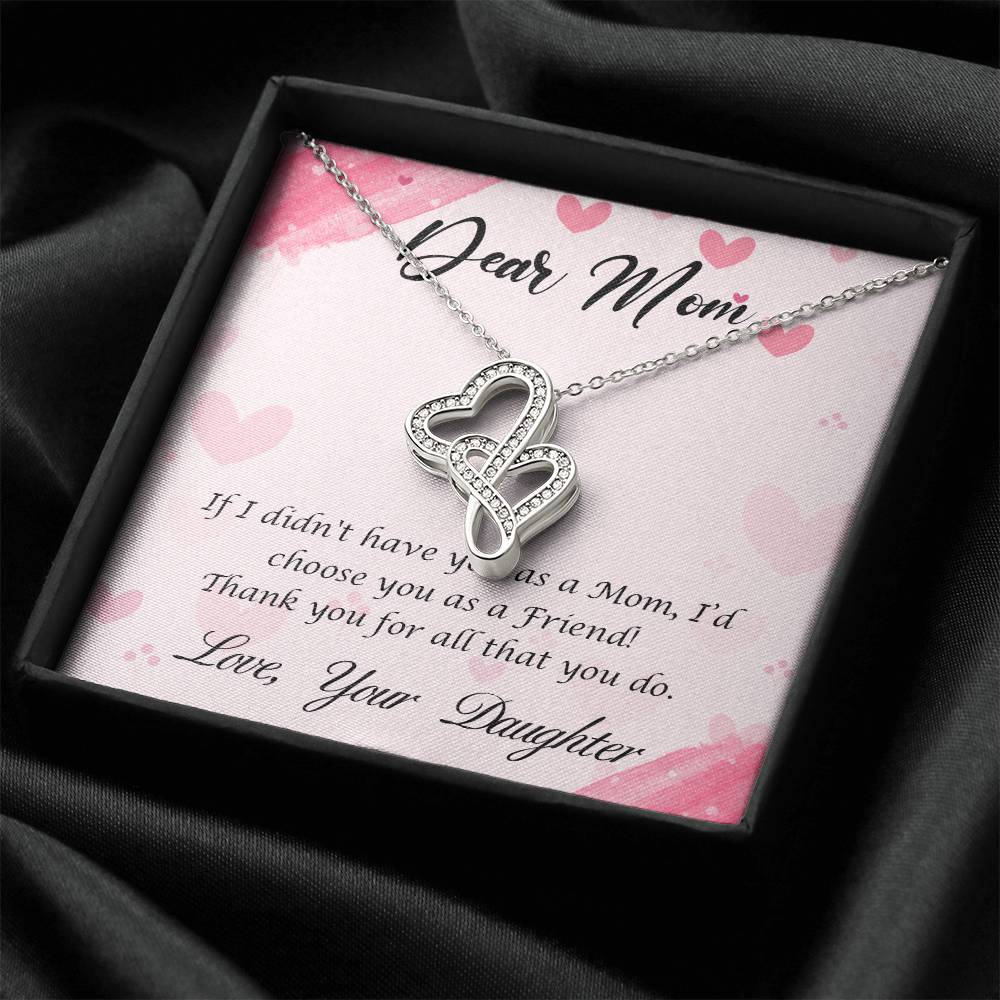 Perfect Gift For Mom - From Daughter - Double Hearts Necklace