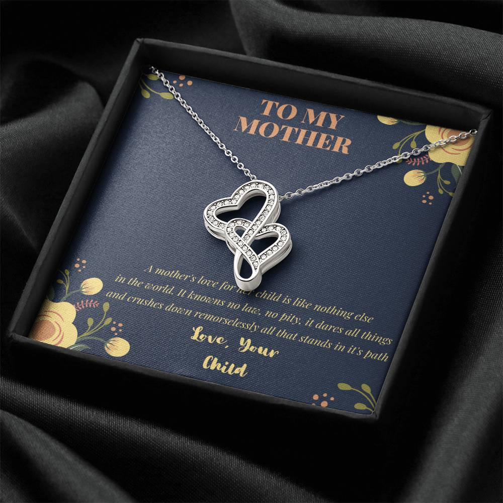 My Mom Gift Card No Pity No Law- Jewelry Double Hearts Necklace