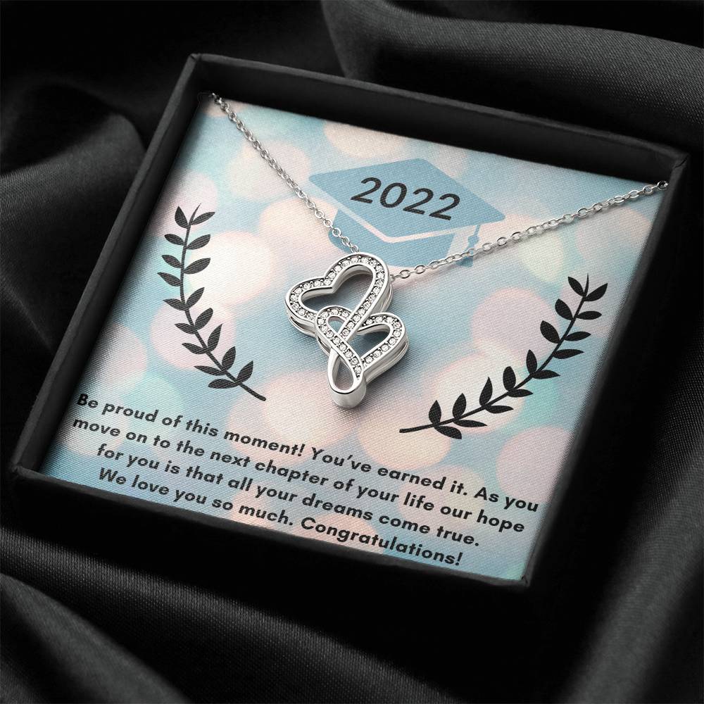 Graduation Double Heart Pendant Double Hearts Necklace