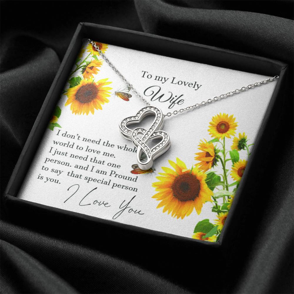 To My Wife With Pod Message Cards Husband Gift To Wife Love Your Husband. Double Hearts Necklace
