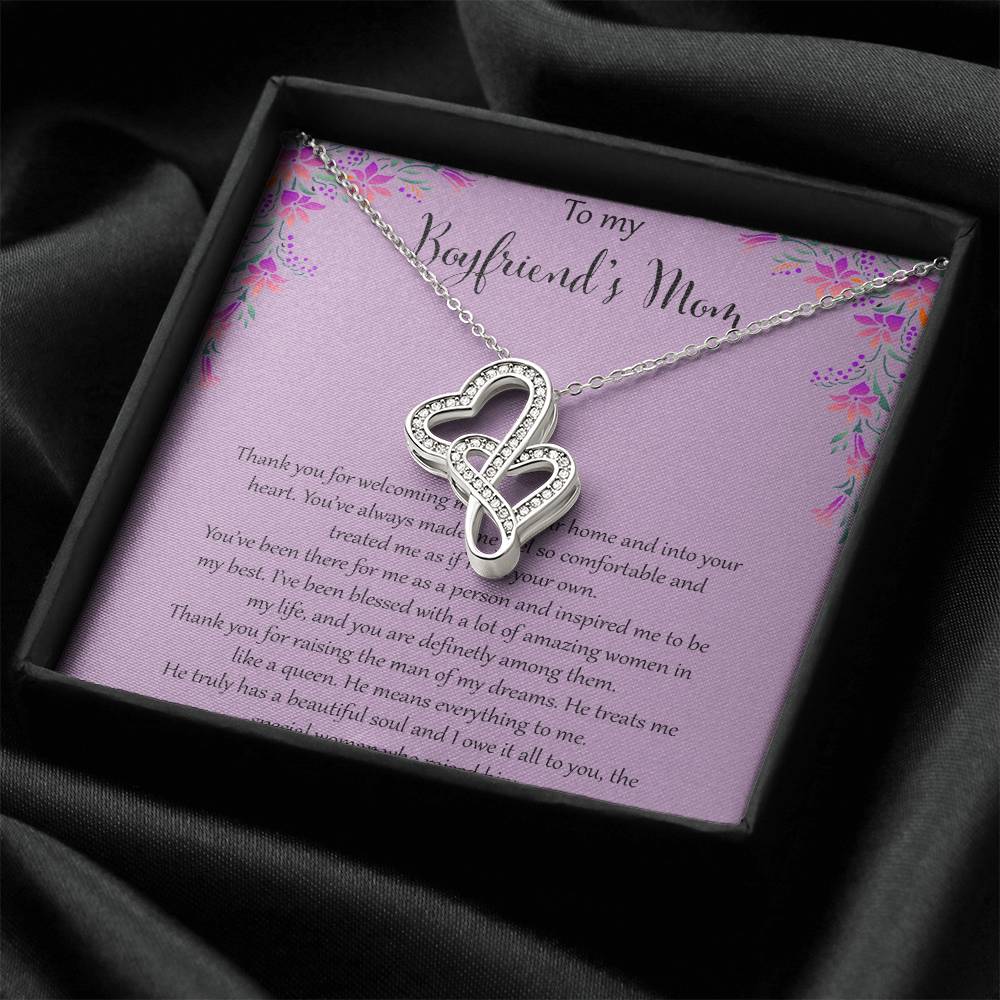 To My Boyfriends Mom - Purple Double Hearts Necklace