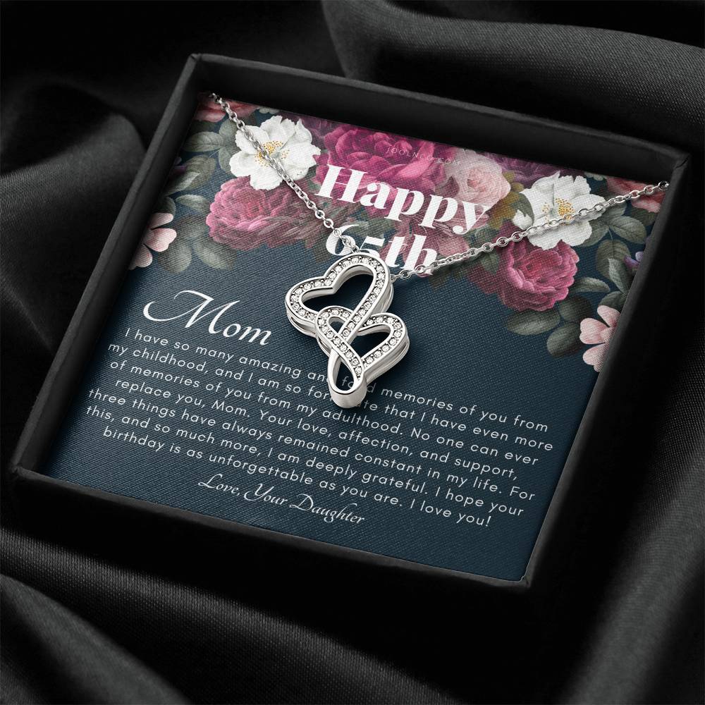 Mother's 65Th Birthday Gift Gift For Mom On Her Birthday Gift For Mom From Daughter Mom Necklace Best Mom Gift Mes Double Hearts Necklace
