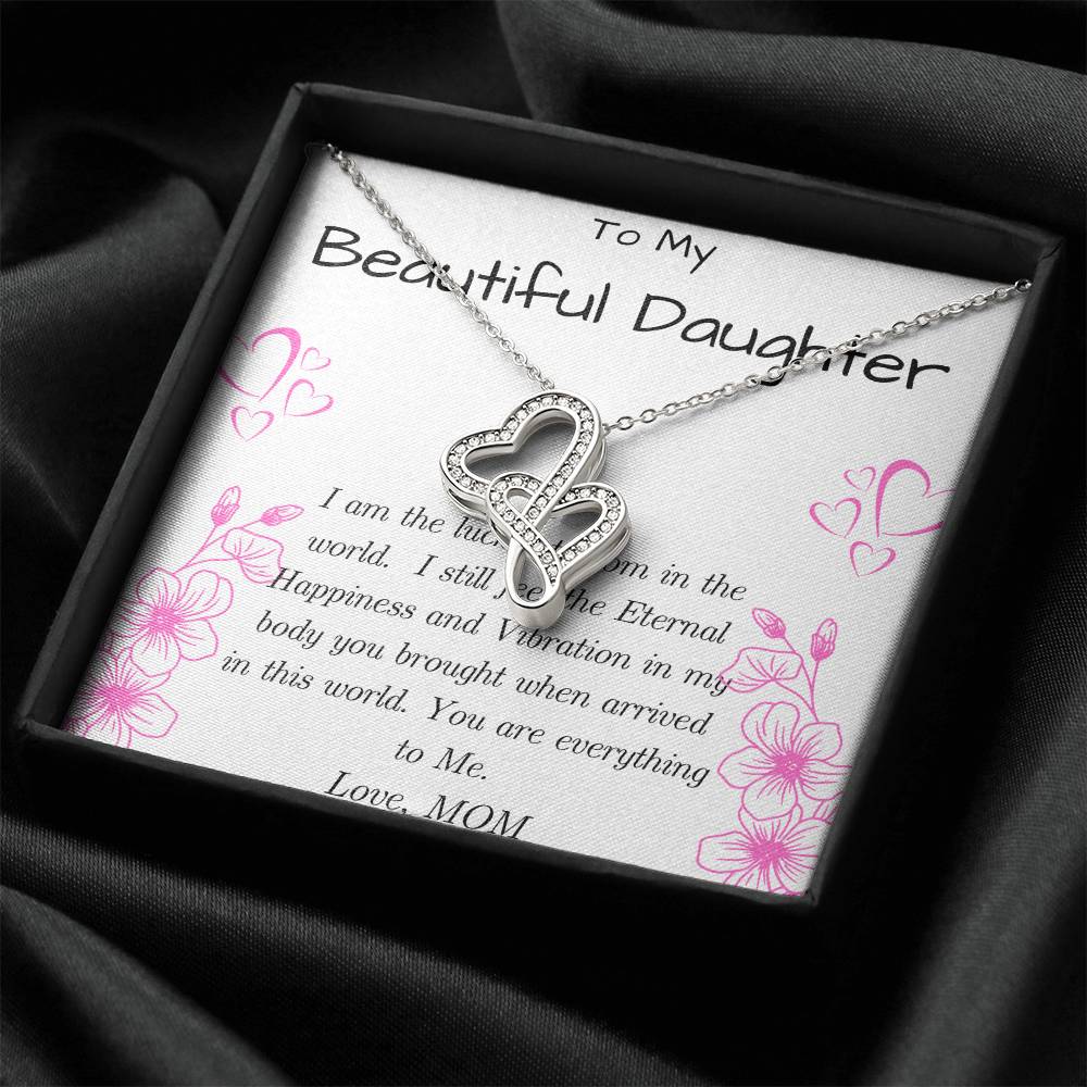 To Daughter From Mom Double Heart Necklace Gift Mom And Daughter No Matter Where You Go Gift From Mom Daughter Wedding 2 Double Hearts Necklace