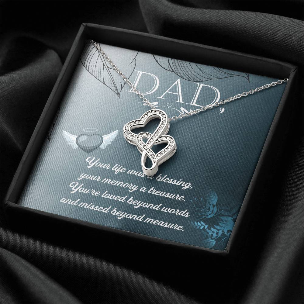 Dad - Your Life Was A Blessing - Double Hearts Necklace