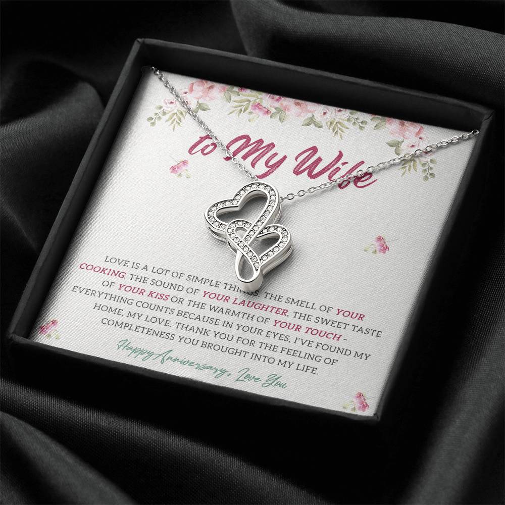 Love Is A Lot Of Simple Things - Wedding Anniversary Necklace Double Hearts Necklace
