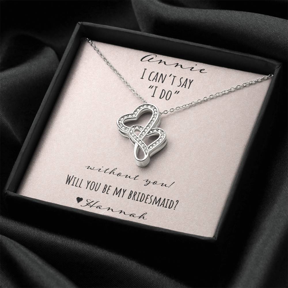 I Can't Say I Do Without You - Pink Double Hearts Necklace
