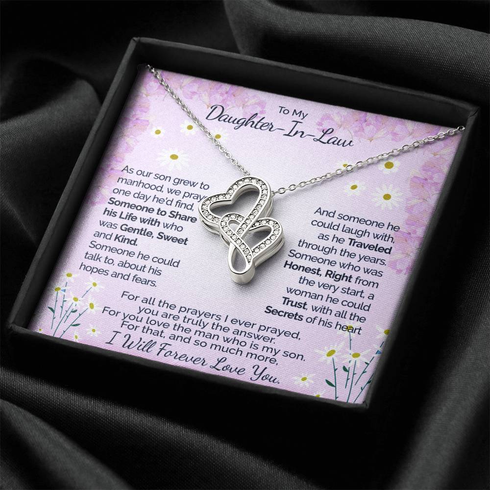A Gift For Daughter In Law - You Are Truly The Answer 3 Double Hearts Necklace
