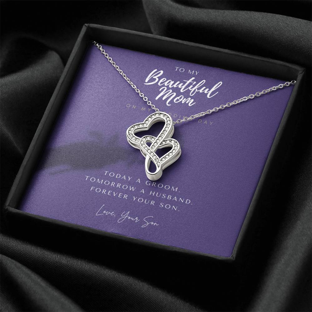 Mother Of The Groom Gift From Son Mom Wedding Gift From Son Wedding Gift From Groom To Mom Necklace Gift For Mom We 4 Double Hearts Necklace