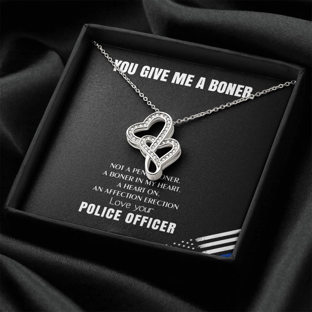 You Give Me A Heart Boner An Affection Erection Funny & Sarcastic Love For Her Mature Gag Gif 2 Double Hearts Necklace