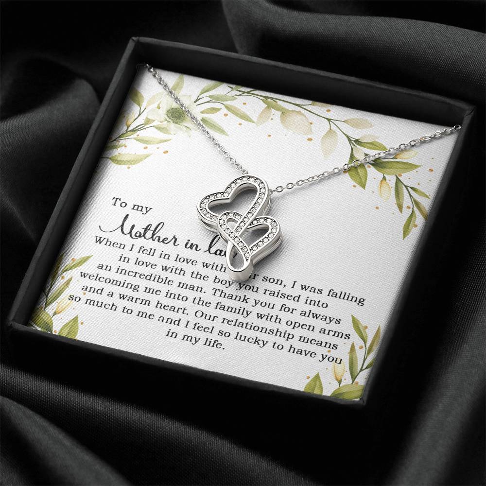 To My Mother In Law When I Fell In Love With Your Son 1 Double Hearts Necklace