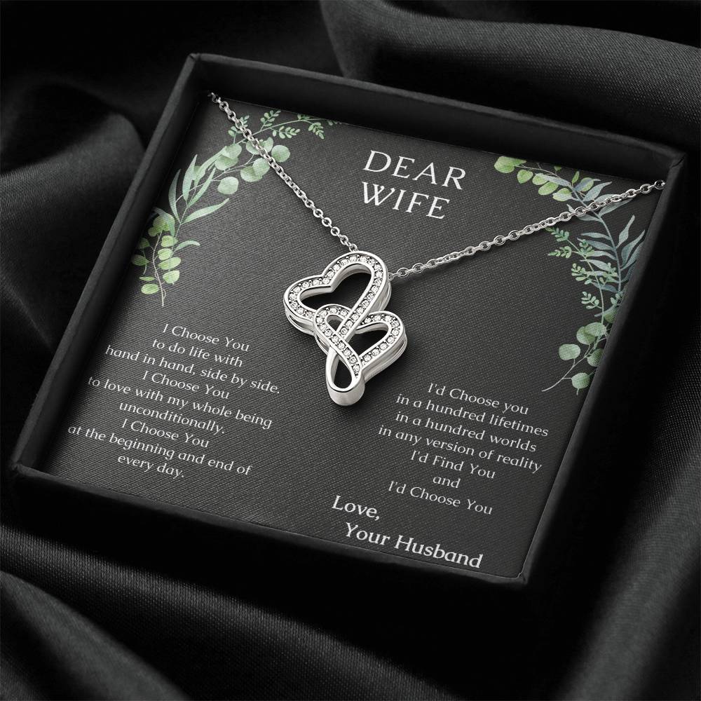 Dear Wife A Special Necklace To Warm Her Heart - Love Your Husband - To My Dear Wife Gift Necklace Wife Necklace From Double Hearts Necklace