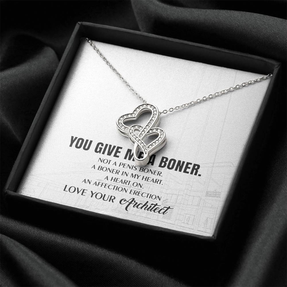 You Give Me A Heart Boner An Affection Erection Funny & Sarcastic Love For Her Mature Best Fu 2 Double Hearts Necklace