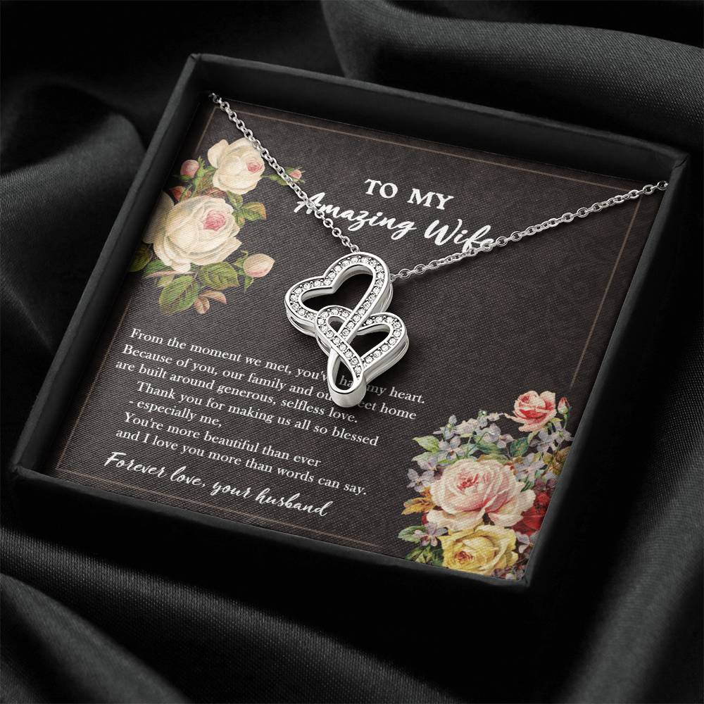 To My Amazing Wife Necklace - Gift For Wife - You've Had My Heart - Necklace For Wife Gift For Wife Anniversary Neckla Double Hearts Necklace