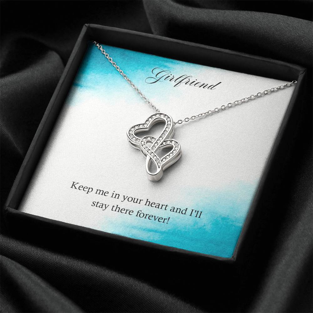 Girlfriend-Keep Me In Your Heart And I'll Stay There Forever! Double Hearts Necklace