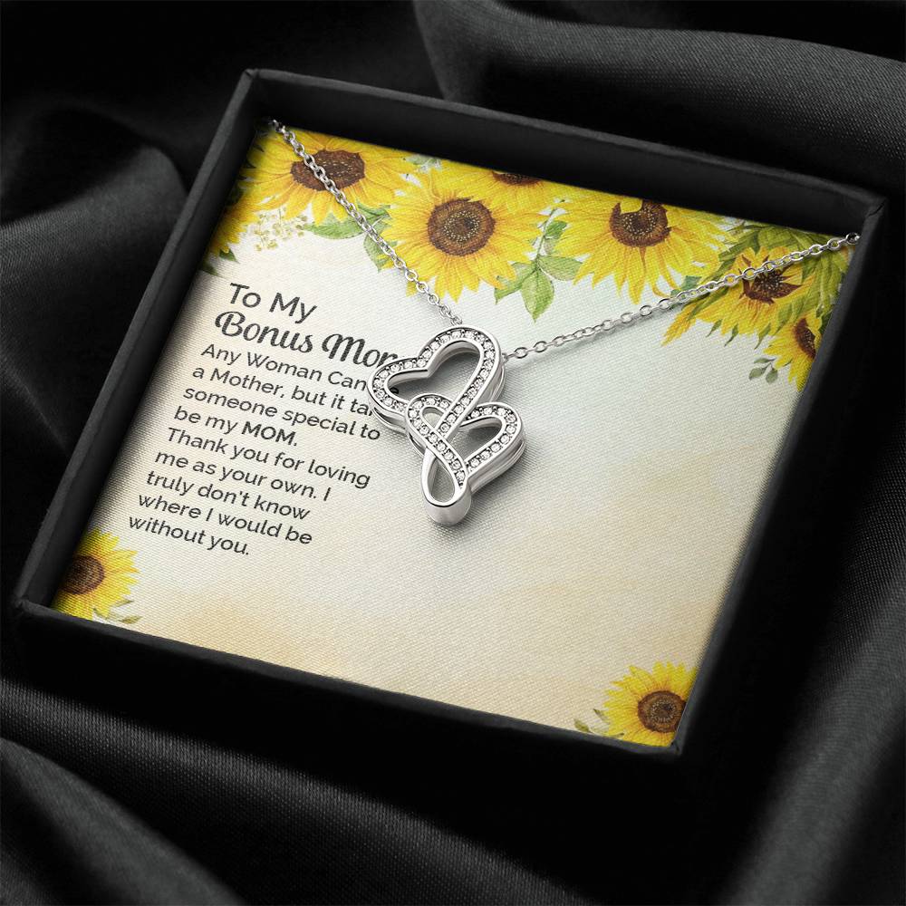 To My Bonus Mom - Double Hearts Necklace