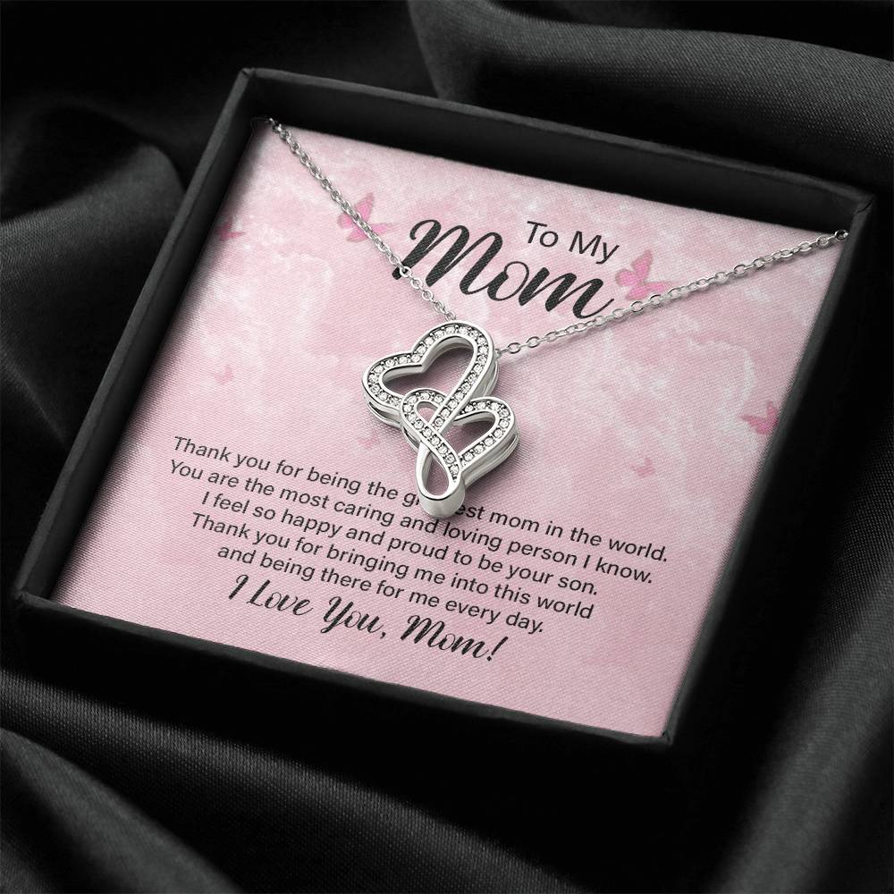 To My Mom 8 Double Hearts Necklace