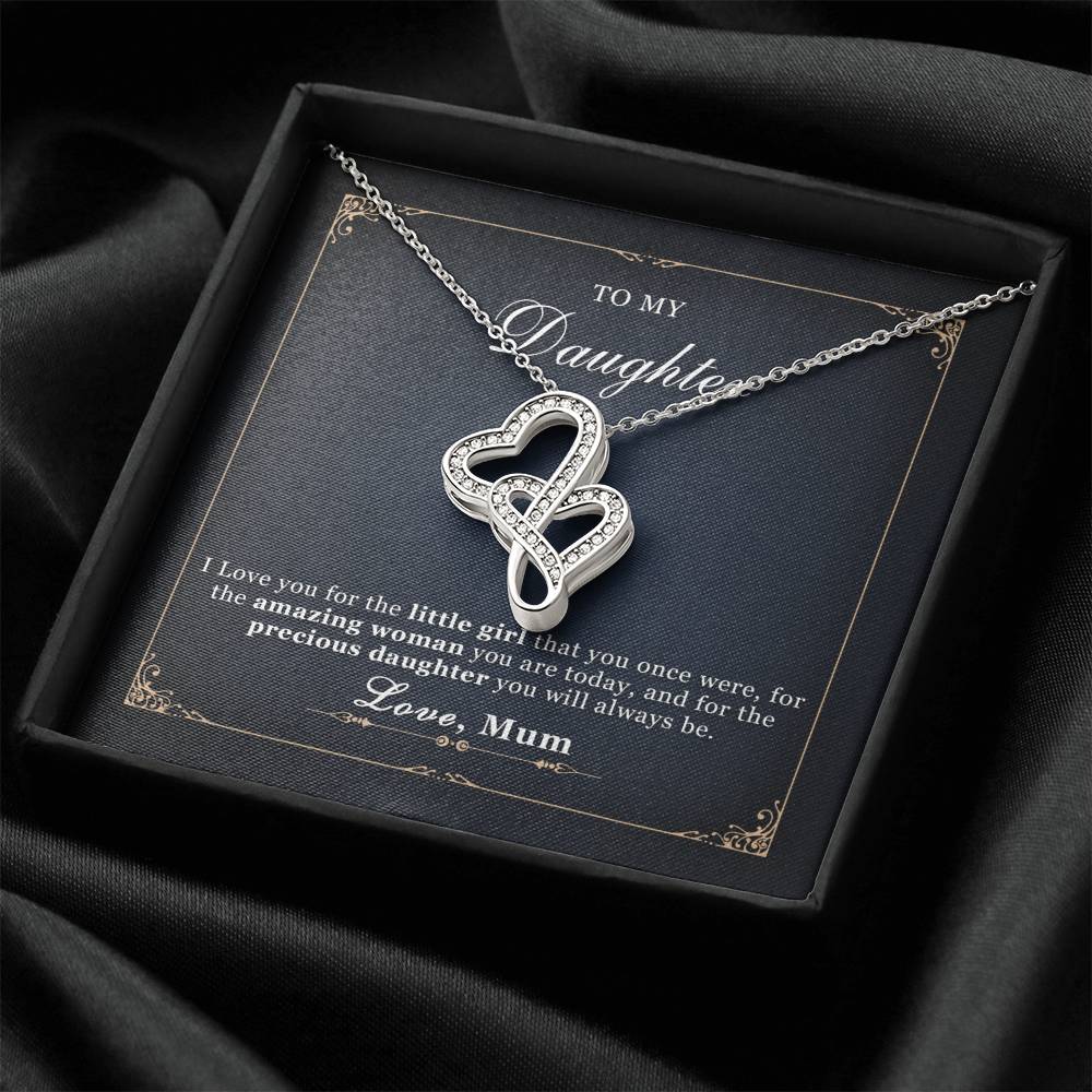 To My Daughter - 4 Double Hearts Necklace