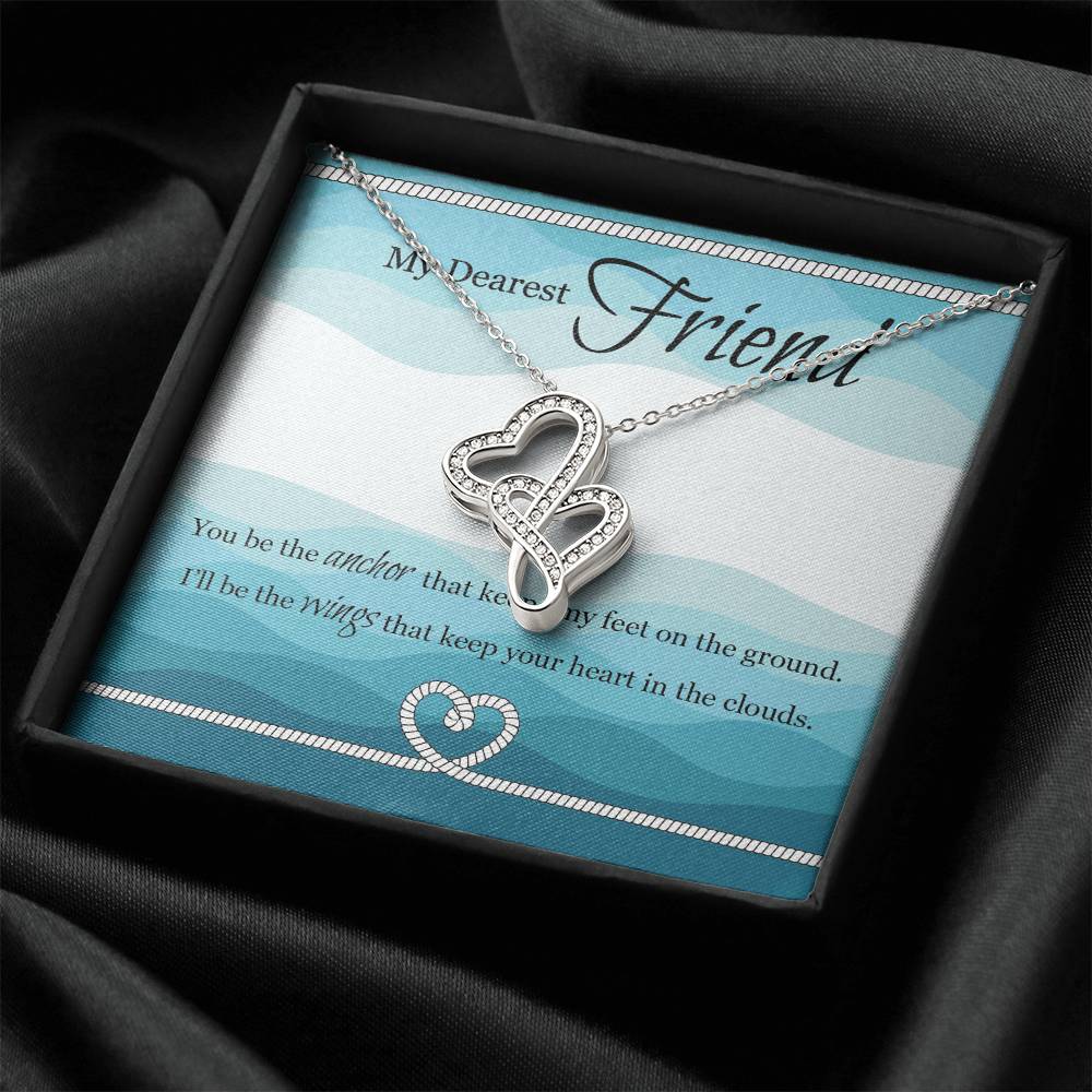 My Dearest Friend - I'll Be The Wing That Keep Your Heart In The Clouds - Necklace Double Hearts Necklace