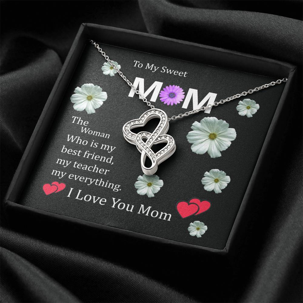 To My Mom Double Hearts Beautiful Necklace Gift For Mom Double Hearts Necklace