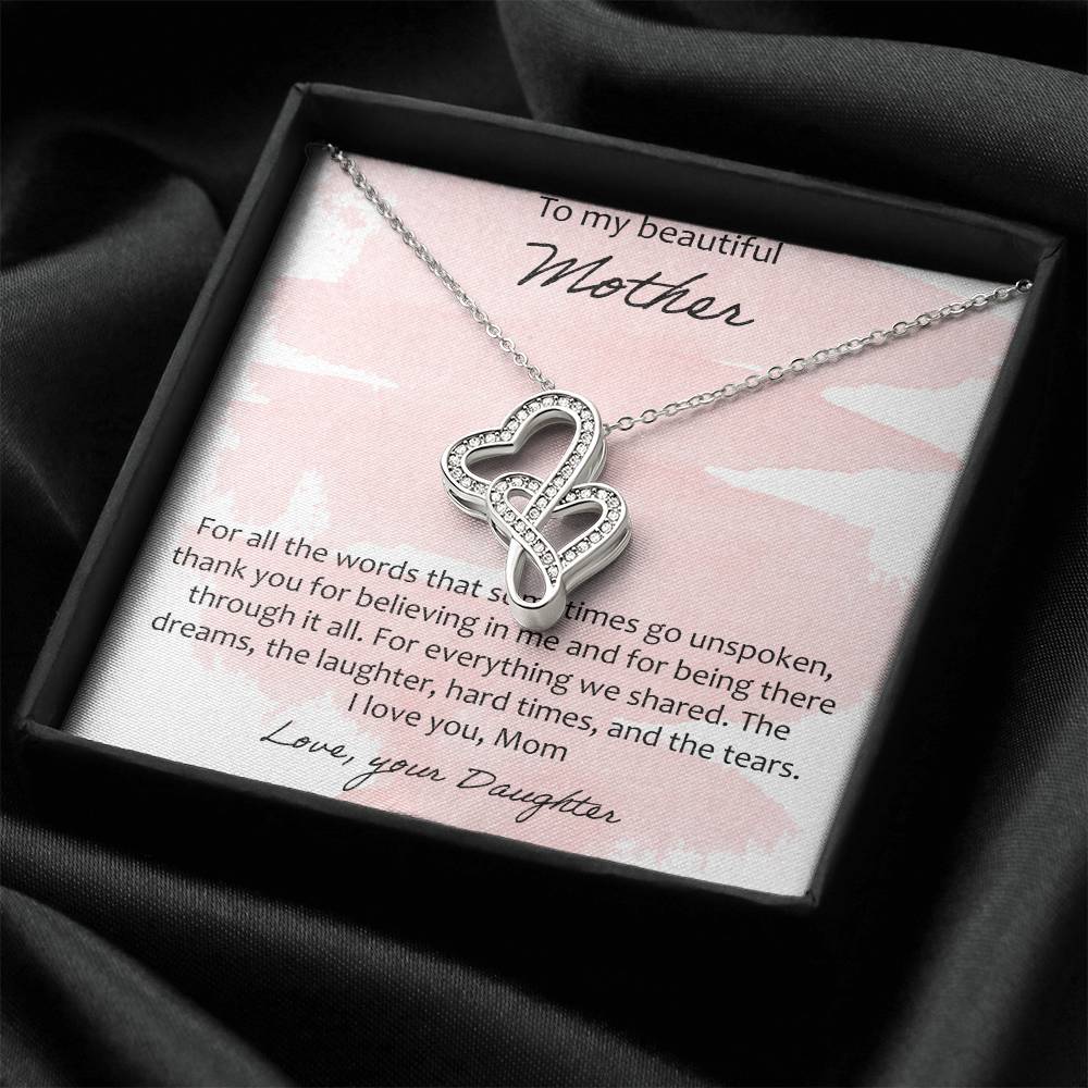 To My Beautiful Mother 2 Double Hearts Necklace