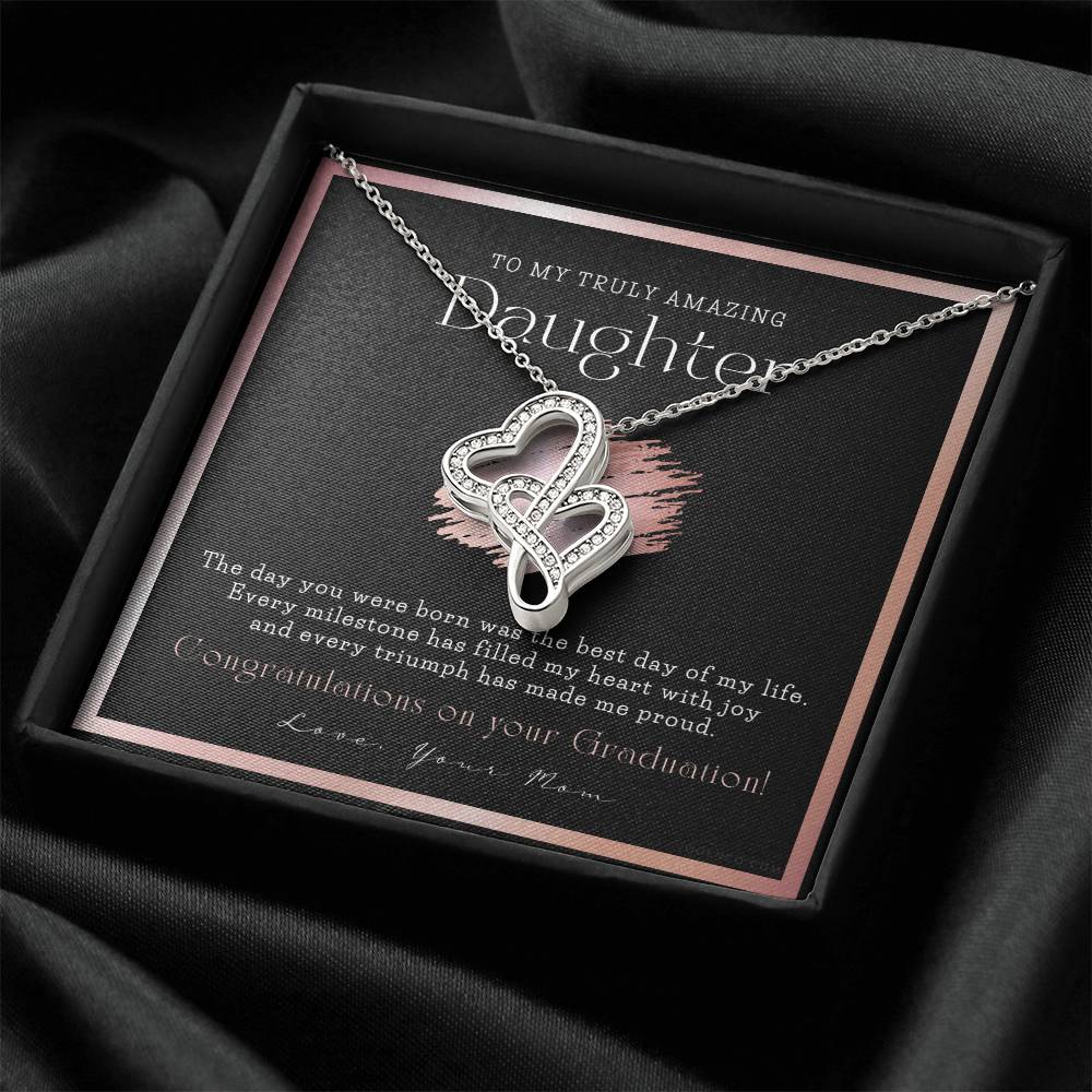 Graduation Gift Necklace For Daughter College Graduation Gift For Her High School Senior Graduation Mba Phd Master Cla 2 Double Hearts Necklace