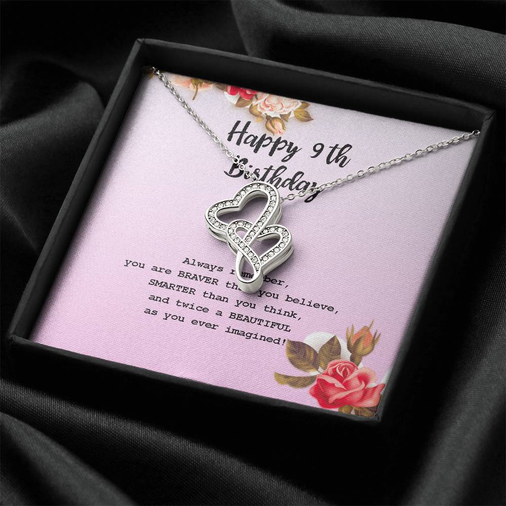 9Th Birthday Gifts For Girls 9Th Birthday Necklace Girls Gift. Gift For Sister Best Friend Daughter Niece Unique 9Th B Double Hearts Necklace