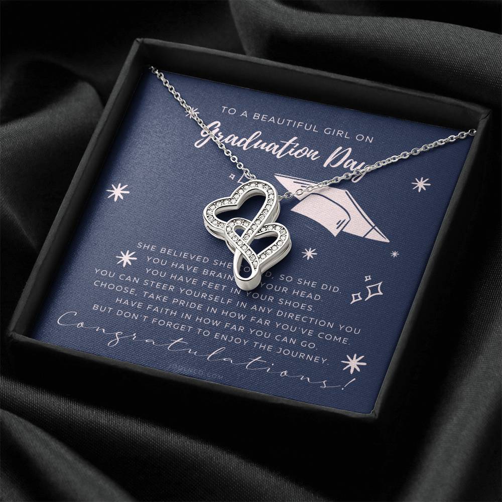 Happy Graduation Your Future Is Bright Daughter Necklace Class Of 2021 Graduation Necklace Card Gift Necklace For Daug 1 Double Hearts Necklace