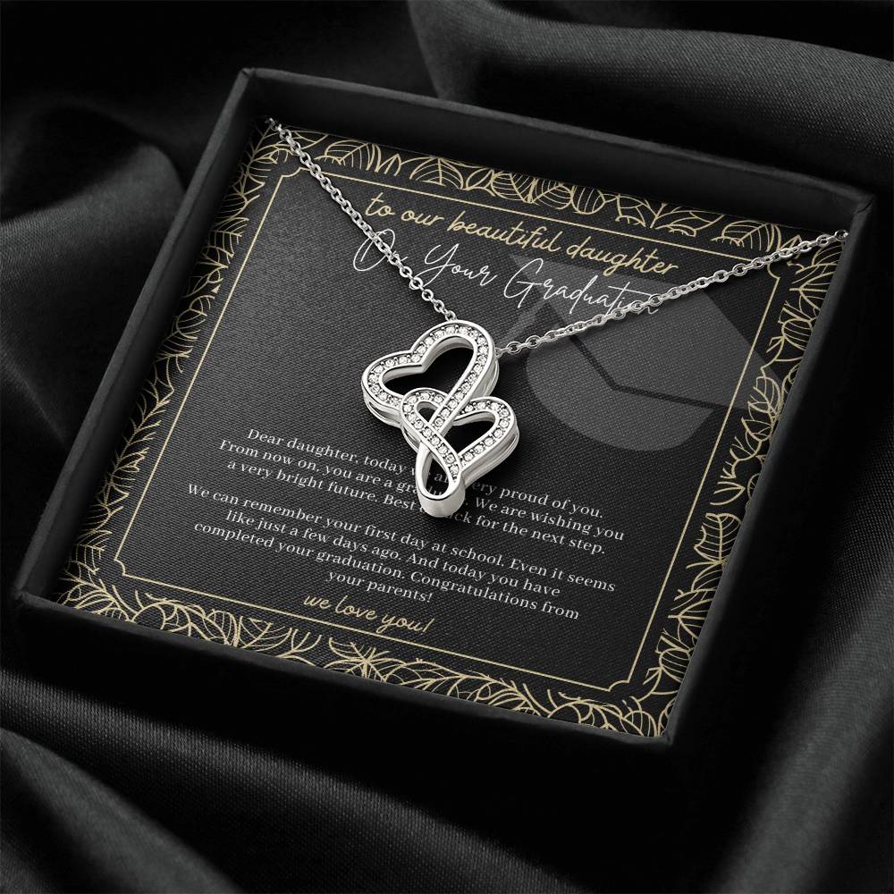 Graduation Daughter 2 Double Hearts Necklace