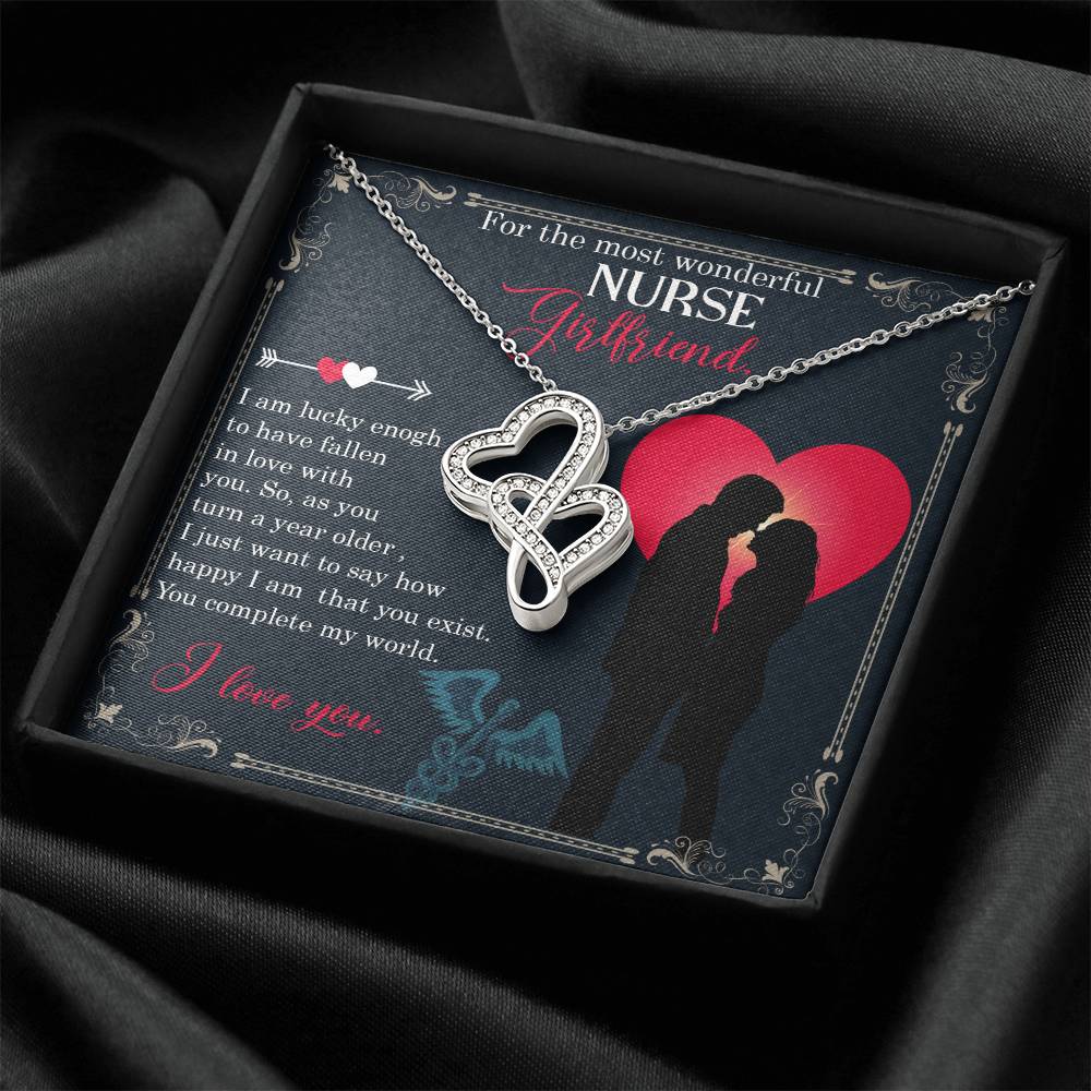 For The Most Wonderful Nurse Girlfriend - Double Hearts Necklace
