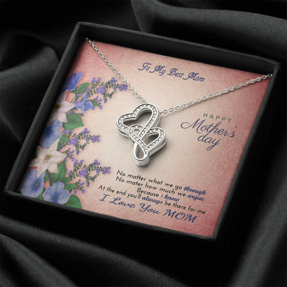 To My Best Mom Happy Mother's Day Double Hearts Necklace