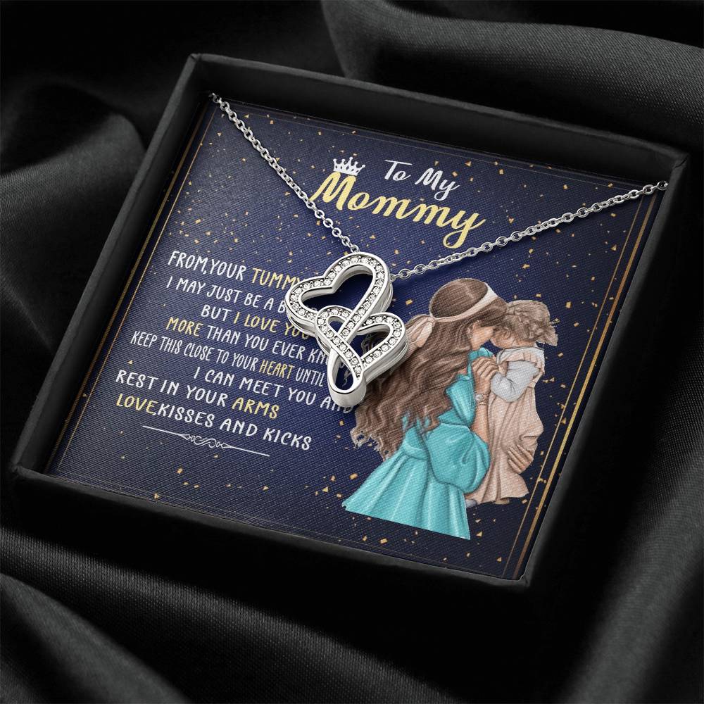 To My Mommy From Your Tummy Double Hearts Necklace