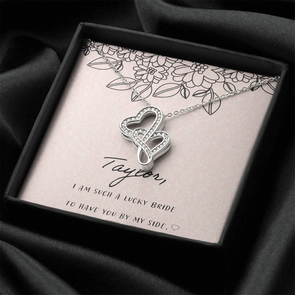 I Am Such A Happy Bride Double Hearts Necklace