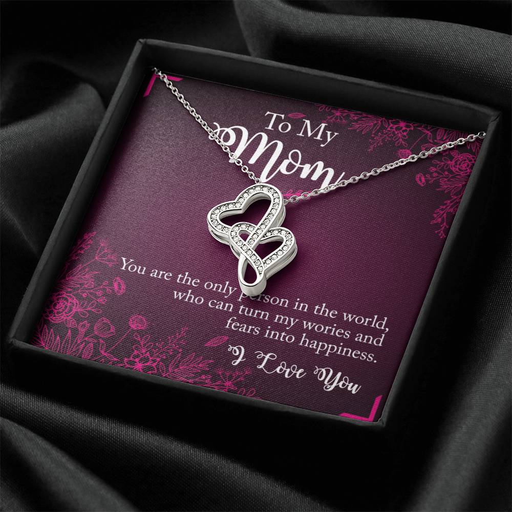 Love You Mom Double Hearts Necklace