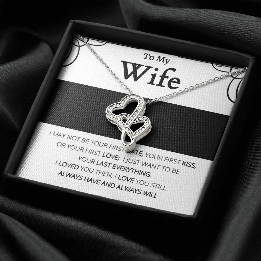 To My Wife - Always In Love Sparkling Double Hearts Necklace