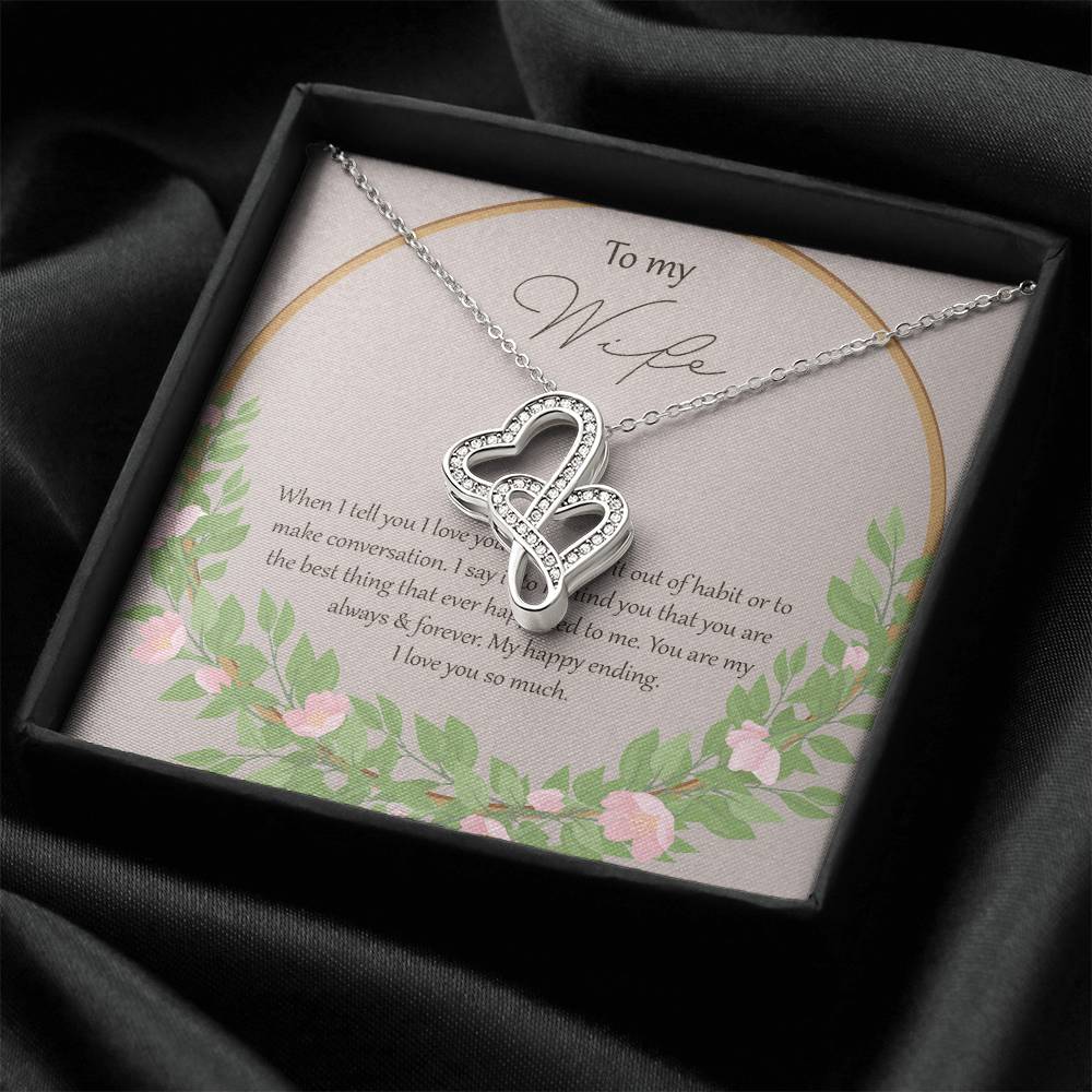 To My Wife When I Fell In Love With You - Floral Double Hearts Necklace