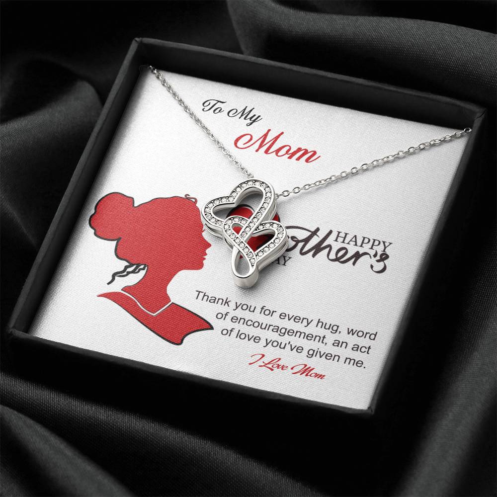 I Love Mom Mother - Necklace Double Hearts Necklace