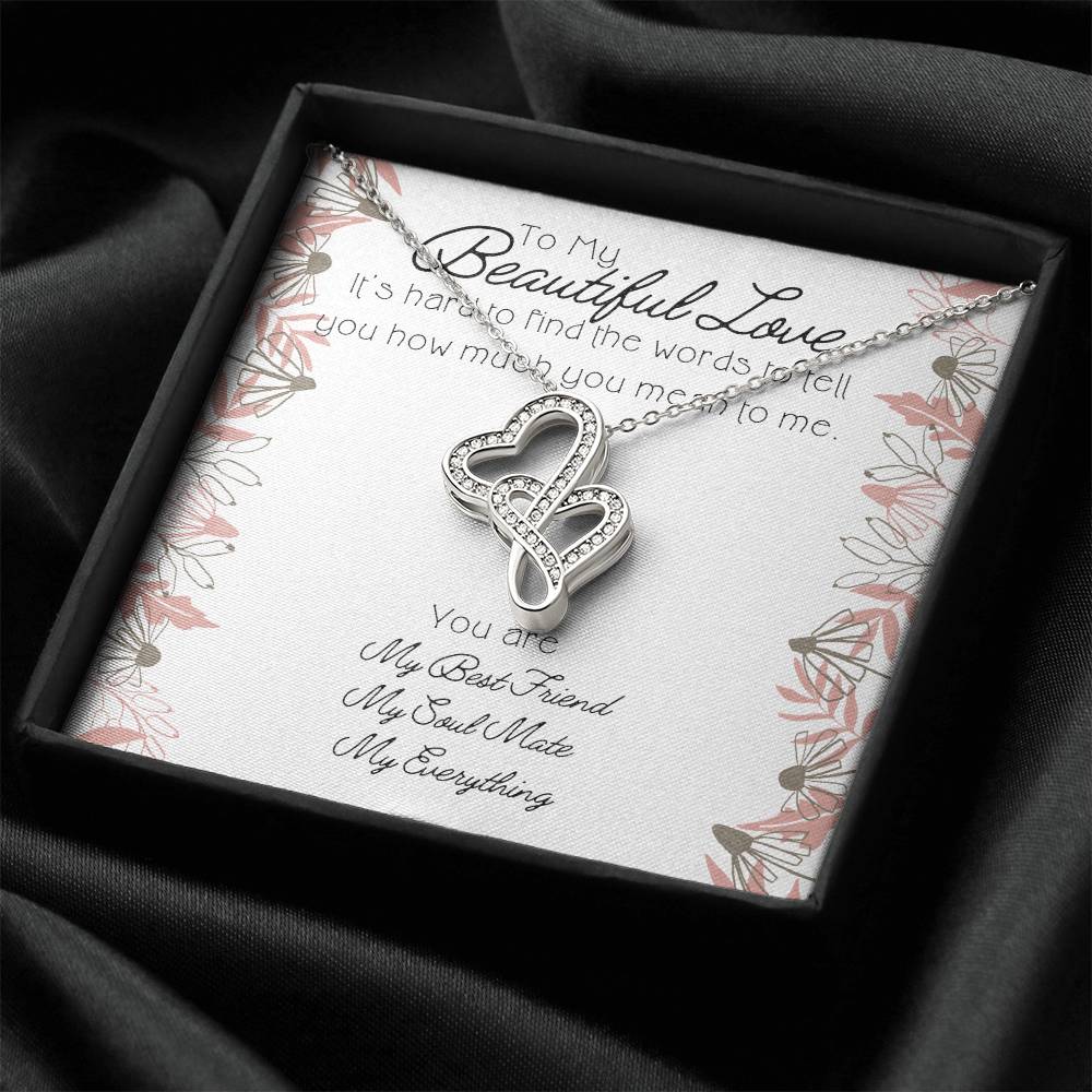 To My Beautiful Love - Gift For Partner Anniversary Gift Birthday Gift Double Hearts Necklace