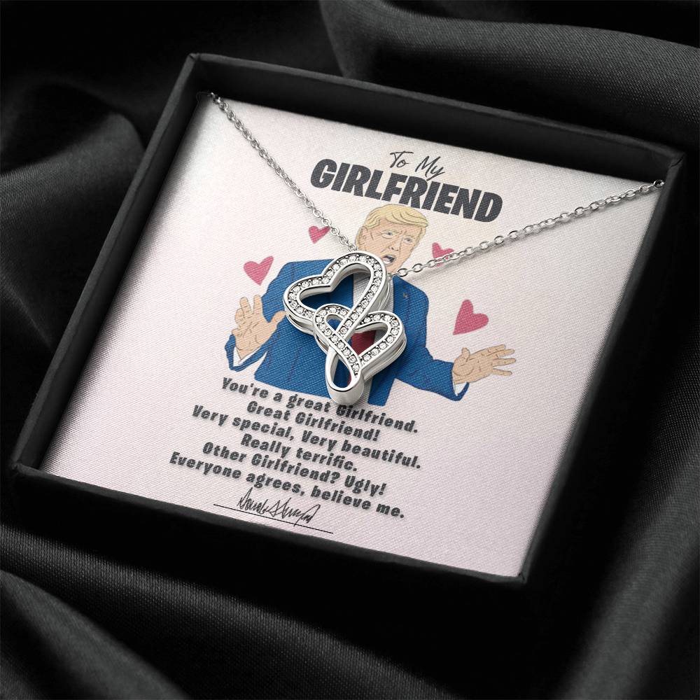 To My Girlfriend - I Love You Message - Tmgf07 Double Hearts Necklace