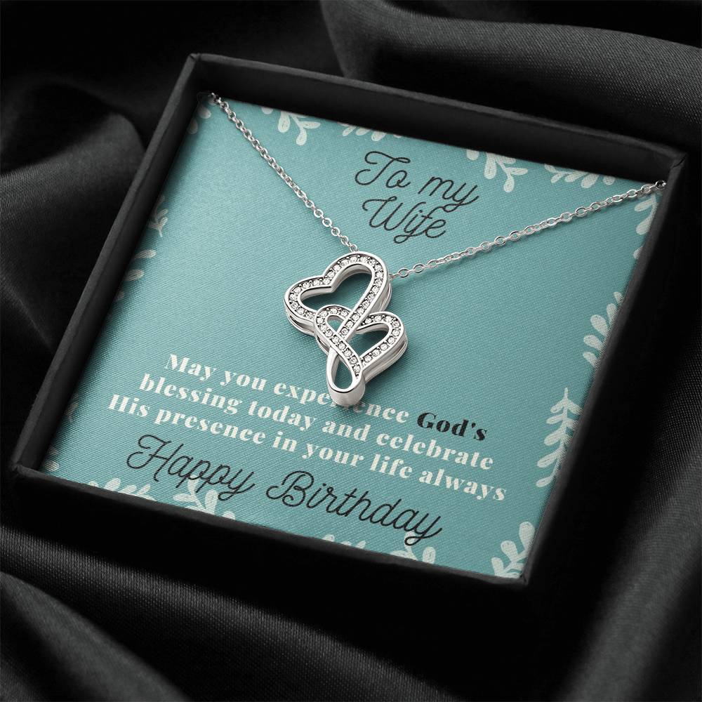 To My Wife Necklace - Gift For Wife Birthday Marriage - Wife Necklace From Husband Anniversary Necklace For Wife Wife Double Hearts Necklace
