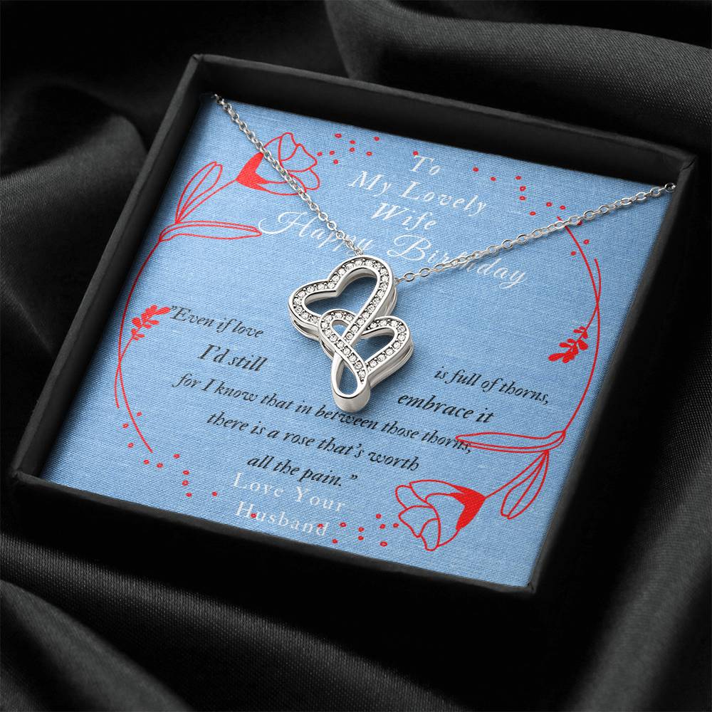 To My Lovely Wife-Happy Birthday-! Double Hearts Necklace