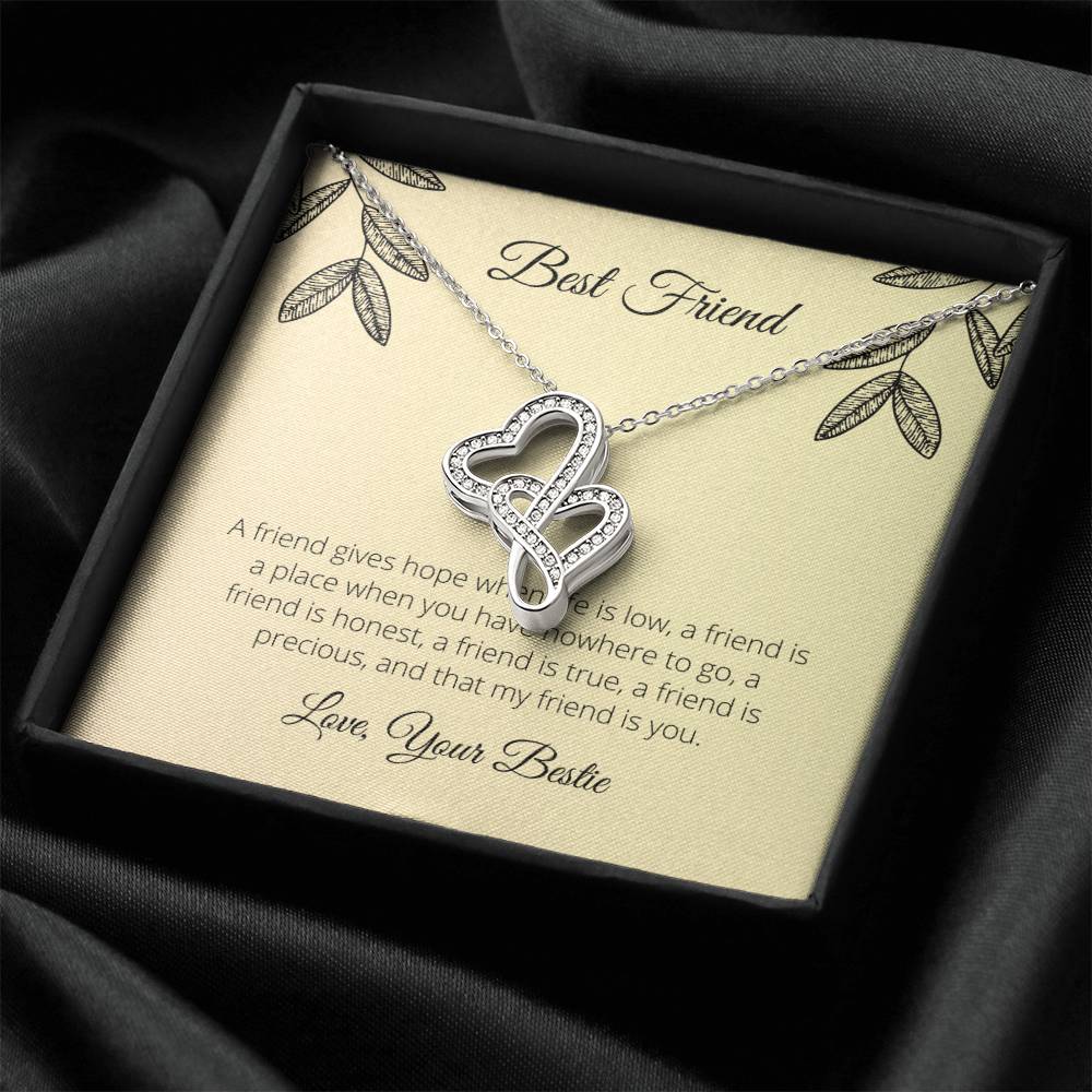 A Friend Gives Hope When Life Is Low Double Hearts Necklace
