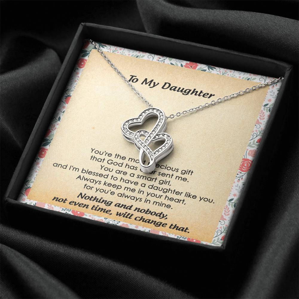 To My Daughter Necklace - Mom To Daughter Double Heart Necklace Gift - Mom And Daughter Always Remember Gift From Mom Double Hearts Necklace