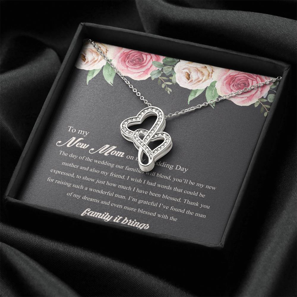 To My New Mom On My Wedding Day Double Hearts Necklace