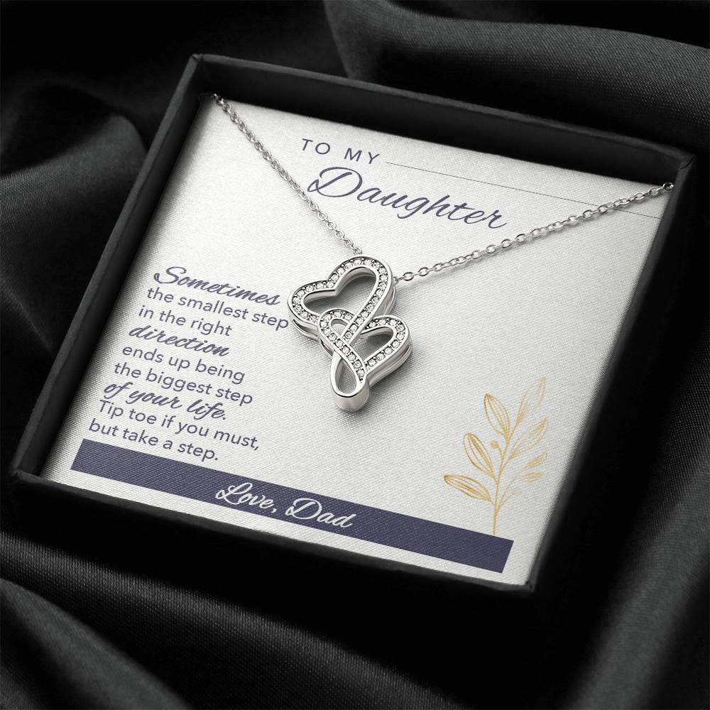 To My Daughter Never Forget I Love You Necklace - Gift For Daughter From Dad - Daughter Father Necklace - Daughter Gif Double Hearts Necklace