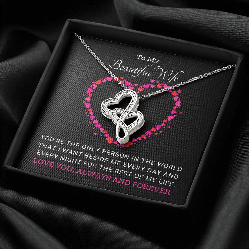 Those Words Made Her Tear Up... Adam T. Double Hearts Necklace